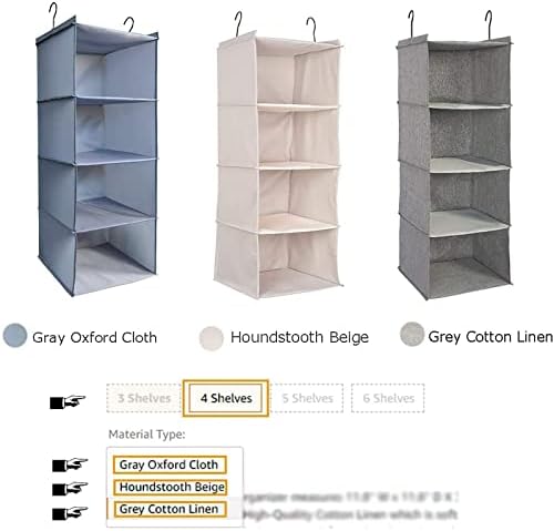 Hanging Closet Organizer 4-Tier, Oxford Wardrobe Storage - Image 7