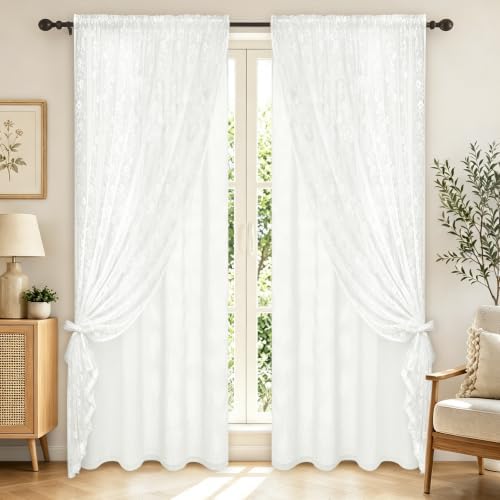 ASPMIZ White Linen Curtains for Living Room Double Layer Curtains 52x63 - Image 7