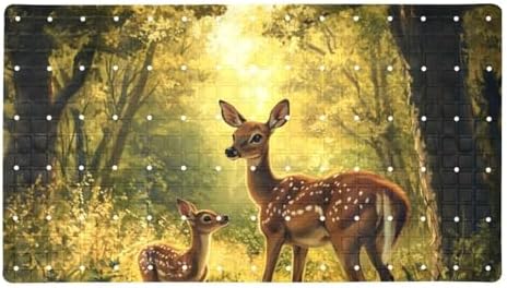 Bathtub Mat Non Slip 26.8x15.1 Inch, Forest Deers Shower Mat by Anna+Cowper