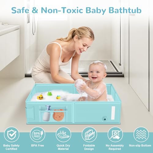 Collapsible Baby Bathtub, Foldable Toddler Bath Tub - Image 3