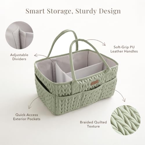Konssy Baby Diaper Caddy Organizer, Braided Quilted Design - Image 3