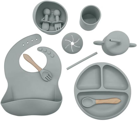 Silicone Baby Feeding Set Moon Gray Infant Tableware Collection by Unknown