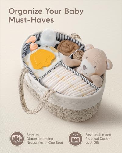 Maliton Extra Large Diaper Caddy Organizer, Cotton Rope Nursery Basket - Image 4