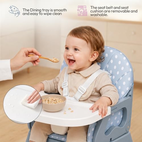 5 in 1 Foldable Baby High Chair, Convertible Highchair - Image 5