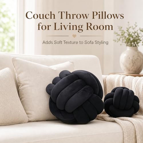 Petrella Black Knot Pillow Ball, 11 Inch Round Decorative Pillow - Image 5