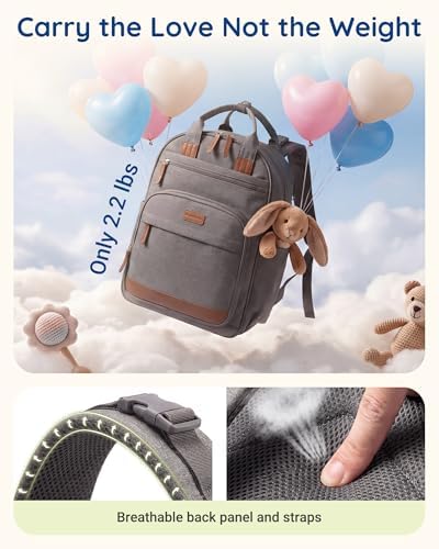 mommore Baby Diaper Bag with Waterproof Changing Pad, Dark Gray - Image 4