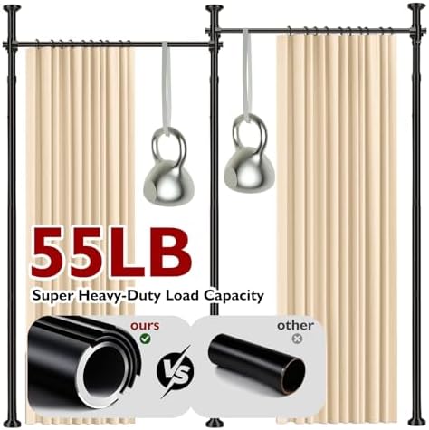 Room Divider Curtain Set-No Drilling Curtain Rod Set, Retractable Room Divider - Image 6