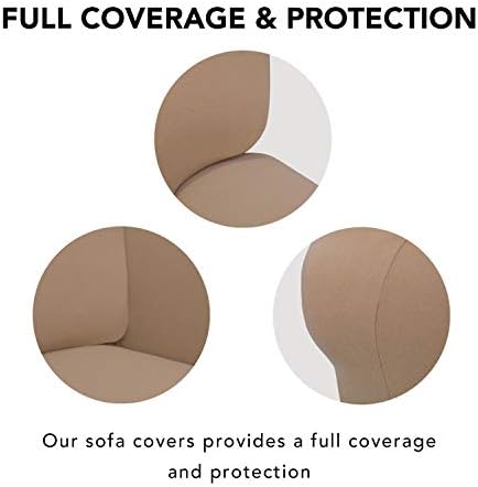 PureFit Stretch Oversized Couch Covers Fleece Sofa Slipcovers Camel - Image 3