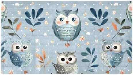 Shower Mat Non Slip, Owls Pattern Leaves Anti Slip Bath Mat by Anna+Cowper