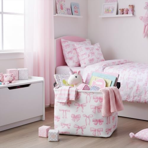 Rectangular Kids Basket Baby Girl Basket Fabric Storage Bin Organizer Box Room - Image 5