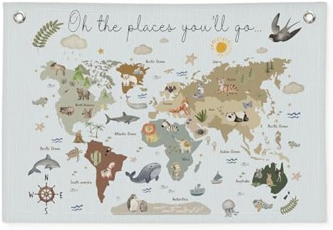 Wheatwin World Map Wall Art Banner by Wheatwin