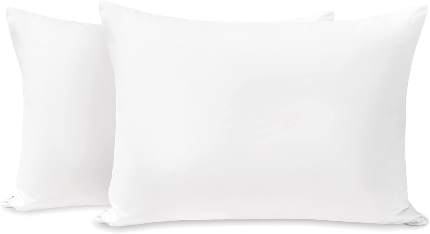 TILLYOU Toddler Pillowcase 2 Pack with Zipper,Silky Soft Microfiber 13" x 18" Kids Travel Pillow Cases,White