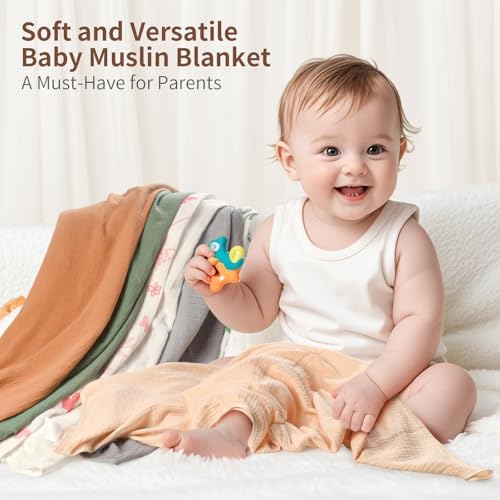 Muslin Swaddle Blankets for Newborn, 2 Pack Breathable Soft Receiving Blanket - Image 2