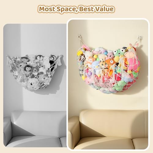 YECAYE Stuffed Animal Net, 60 Inch Plushies Storage, 1 Pack, Cream White - Image 5