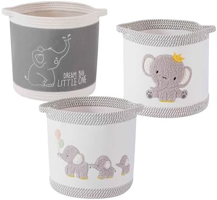3-Piece Woven Baby Toy Blanket Storage Baskets Laundry Hampers, Elephant Design by Unknown