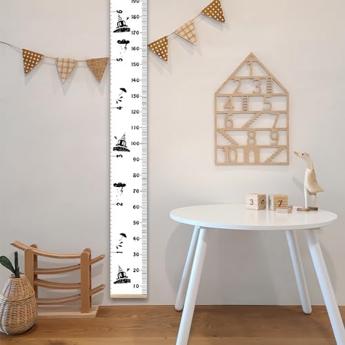 Kids Growth Chart, Wood Frame Fabric Canvas Height Measurement Ruler from Baby - Image 5