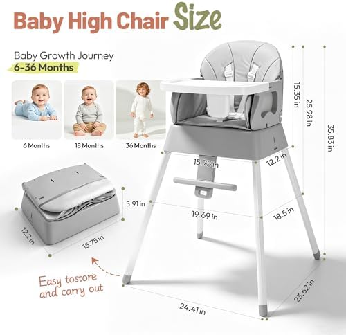 5 in 1 Foldable Baby High Chair, Convertible Highchair - Image 6