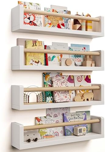 Seocry Nursery Book Shelves, 4 Pack, Wall Book Shelves by Seocry