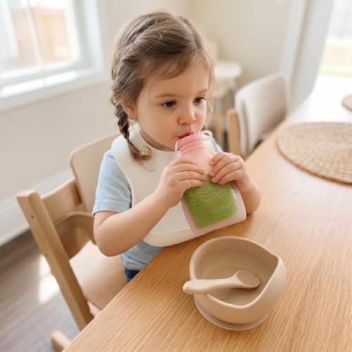 PandaEar 7 Pack Silicone Baby Food Pouches, Reusable Squeeze Pouches - Image 2