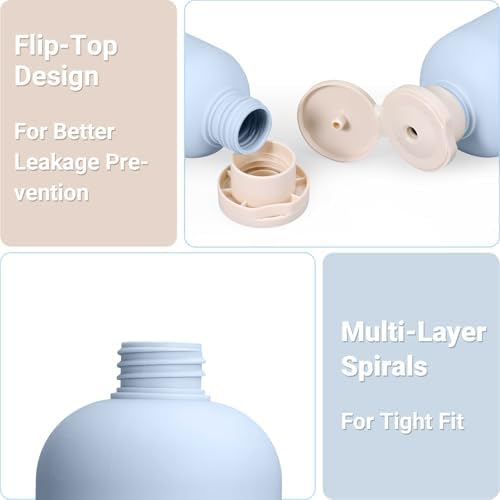 ASEVAT 6.7 oz Leak-Proof Travel Bottles, 3 Pack Refillable Plastic Squeeze - Image 5