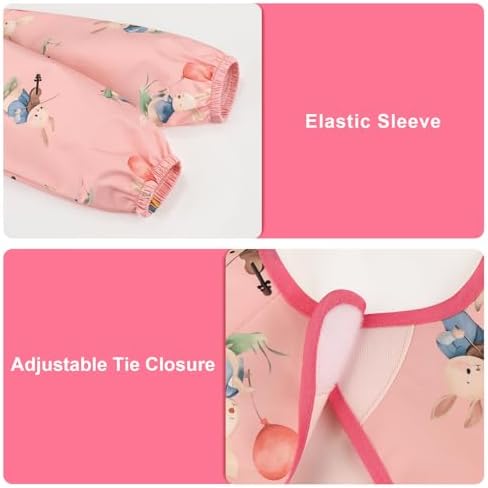 Accmor 5 Pack Long Sleeve Bibs, Baby Smock Waterproof Sleeved Bib Smock - Image 2