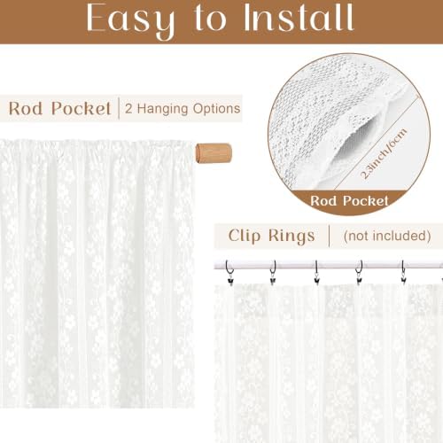 ASPMIZ White Linen Curtains for Living Room Double Layer Curtains 52x63 - Image 4