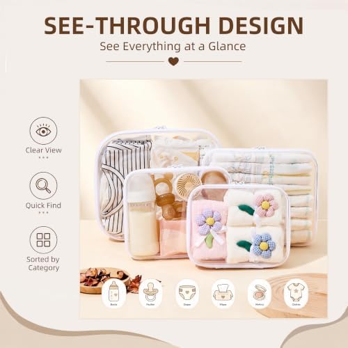 Clear Hard Shell Diaper Bag Organizer Pouches Cosmetic Bags - Image 2