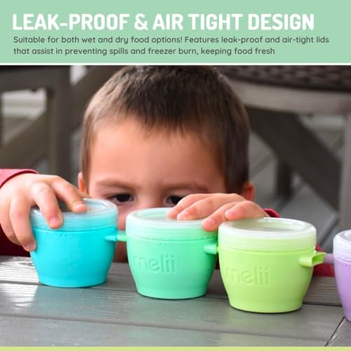 melii Snap & Go Baby Food Storage Containers | 4 Pack 6 oz, Stackable Snack - Image 3