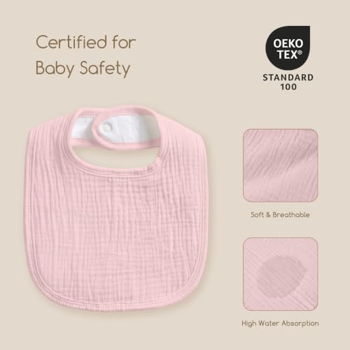 6-Pack Muslin Baby Bibs for Drooling & Teething, Absorbent Bib - Image 5