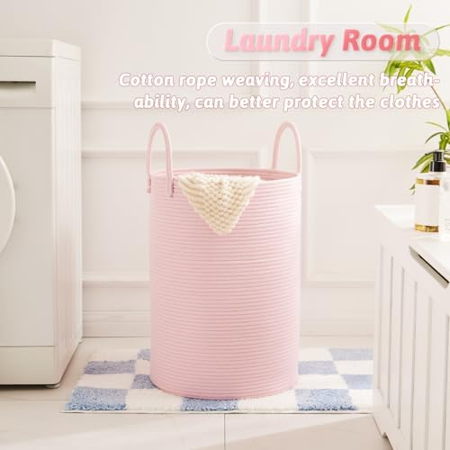Artfeel Laundry Basket, Woven Cotton Rope Laundry Hamper, 80L - Image 5
