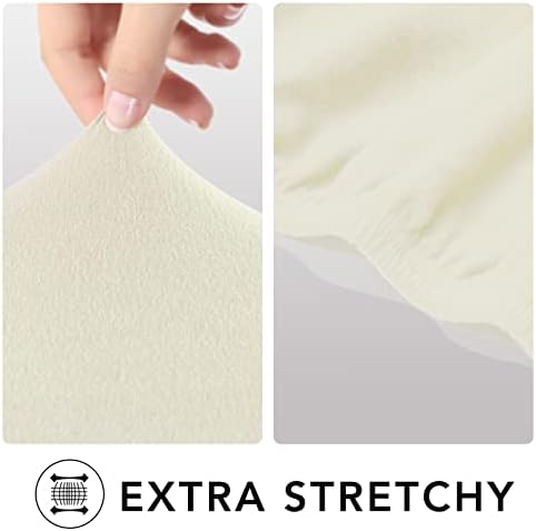 PureFit Stretch Oversized Couch Covers Fleece Sofa Slipcovers Ivory - Image 3