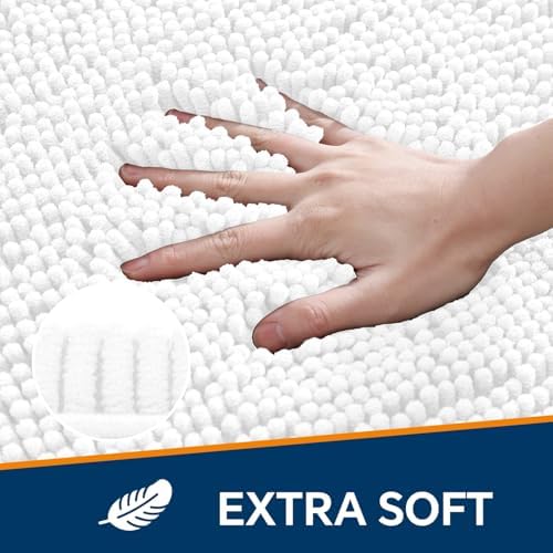 Chenille Bathroom Rug 30"x50" White, Large Plush Bath Mat - Image 3