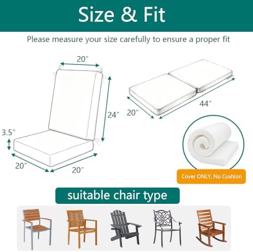 Outdoor High Back Dining Chair Cushions Cover 4-Pack - Image 3