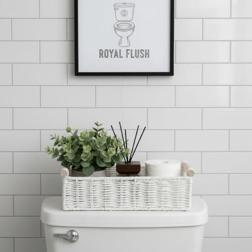 CubesLand Wicker Toilet Storage Basket Tray Organizer W/Cut Out Handle - Image 4