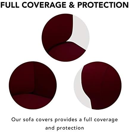 PureFit Stretch Couch Covers for Sofa 4 Seater Slipcovers Wine - Image 3