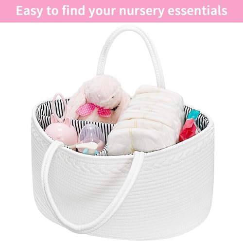 ABenkle X-Large Diaper Caddy Organizer, Boho Rustic Cotton Rope Nursery Baby - Image 4