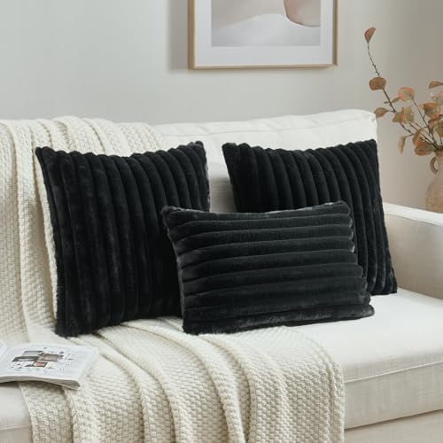 FUTEI Pack of 2 Faux Fur Throw Pillow Covers 12x20 Inch - Image 4