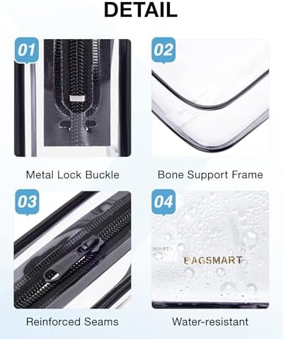 BAGSMART Clear Toiletry Bag 2-Pack TSA Approved Water-Repellent - Image 4