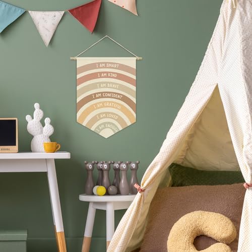 Nursery Decor, Positive Affirmation Kids Wall Art Canvas Banner, Rainbow Wall - Image 6