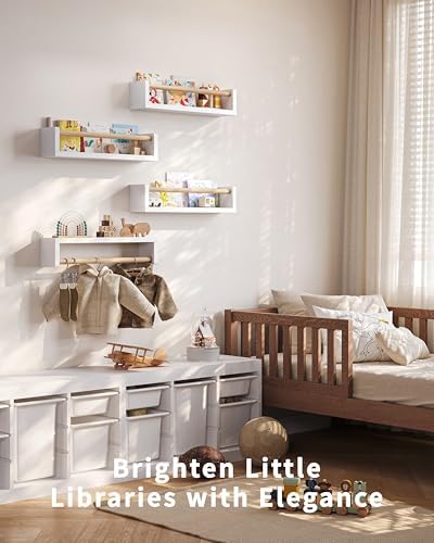 Seocry Nursery Book Shelves, 4 Pack, Wall Book Shelves - Image 5