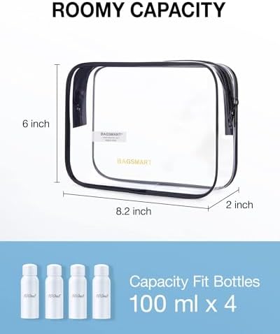 BAGSMART Clear Toiletry Bag 2-Pack TSA Approved Water-Repellent - Image 2