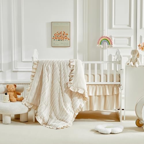 3 Pieces Tufted Stripes Crib Bedding Set - Image 3