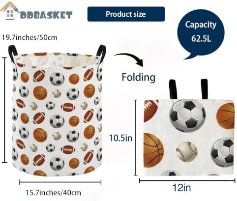 Ball Hamper for Nursery Boys Hamper Cute Storage Bin Organizer Room Decor for - Image 2