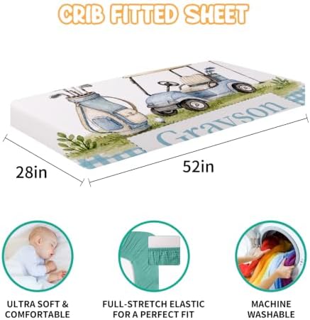 Custom Baby Boy Minky Crib Bedding Set, Golf Bedding 3 Pcs Set - Image 3