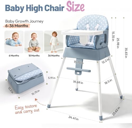 5 in 1 Foldable Baby High Chair, Convertible Highchair - Image 6