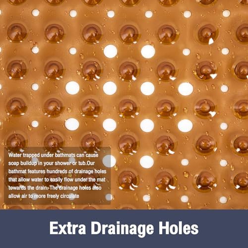 Extra Long Bathtub Mat Non Slip Bath Mat Clear Brown 40"x16" Full - Image 6