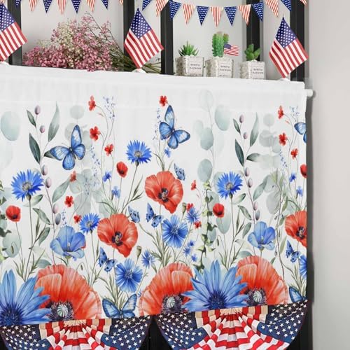 Vandarllin Summer 4th of July Kitchen Curtains Valances - Image 5