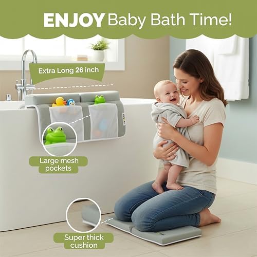Wobbi Baby Bath Kneeler and Elbow Rest Pad Set | Extra Thick Memory Foam Support - Image 3