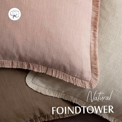 Foindtower Decorative Linen Fringe Throw Pillow Covers 26×26 Light Pink - Image 4