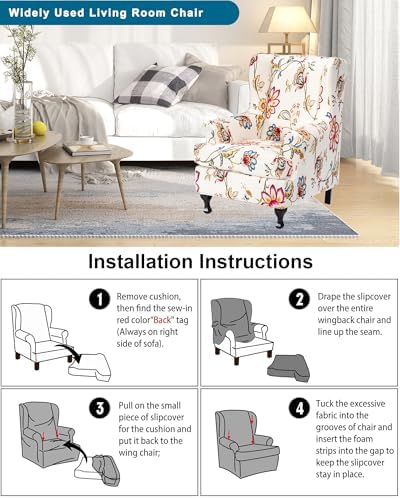 CRFATOP Wingback Chair Covers Stretch Armchair Slipcovers - Image 6